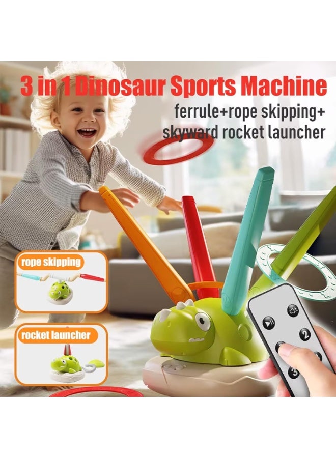 Bukela Dinosaur 3 in 1 Musical Jump, Toss Ring Game Toy and Rocket Launcher for Kids Outdoor Toys with Remote Control, Indoor Outside Birthday Gifts Girls Boys Toys for Ages 6+ - Image 3